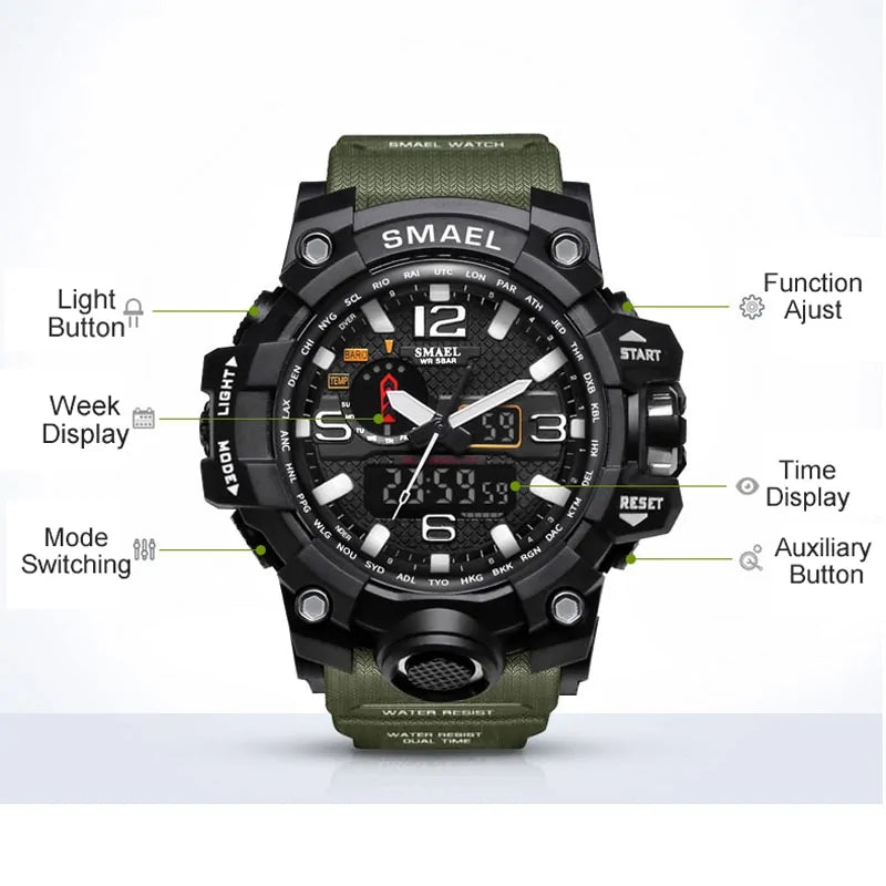 SMAEL Brand Men Sports Watches Dual Display-KWB Lifestyle