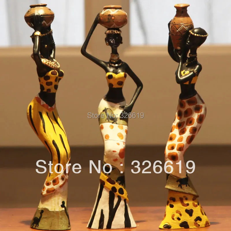 Resin folk art African girls love figurine for home decor