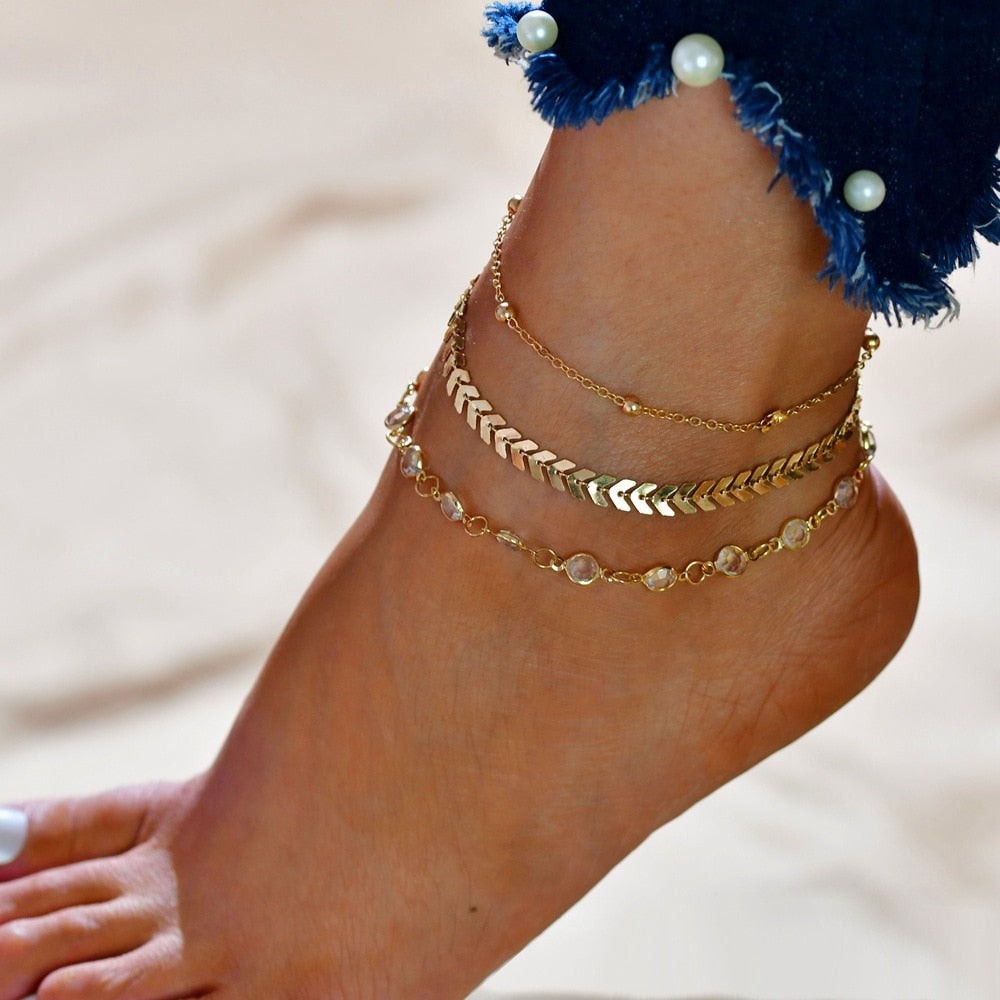 4pc/set Bohemia Shell Chain Anklet Sets-KWB Lifestyle