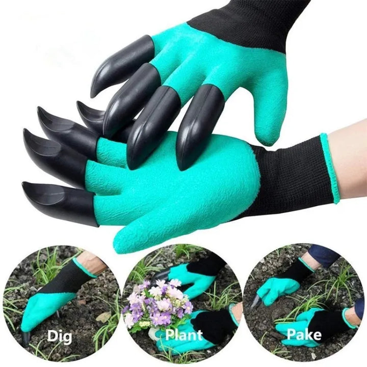 Garden Gloves with Single/Double Fingertips Claws Waterproof Gardening Working Gloves for Digging Planting Weeding Seed