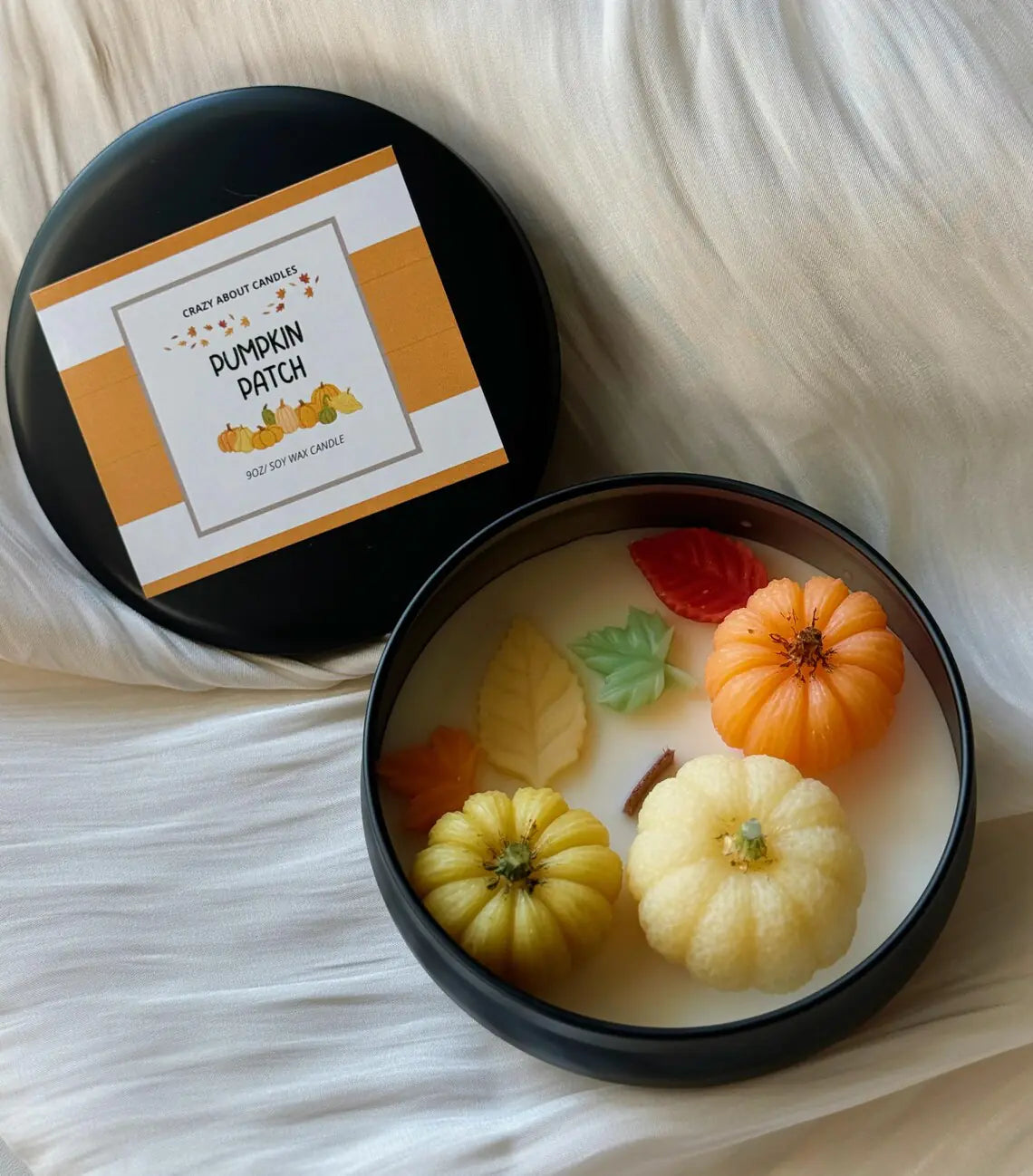 Eco-Friendly Soy Candle in Pumpkin-Themed Tin