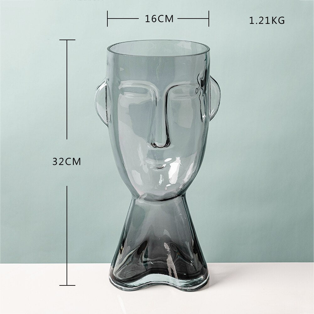 Abstract Human Face Glass Flower Vase-KWB Lifestyle