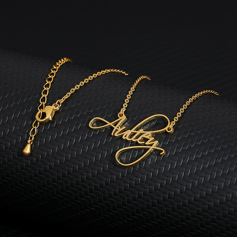 Custom Stainless Steel Name Necklace in Gold for Women