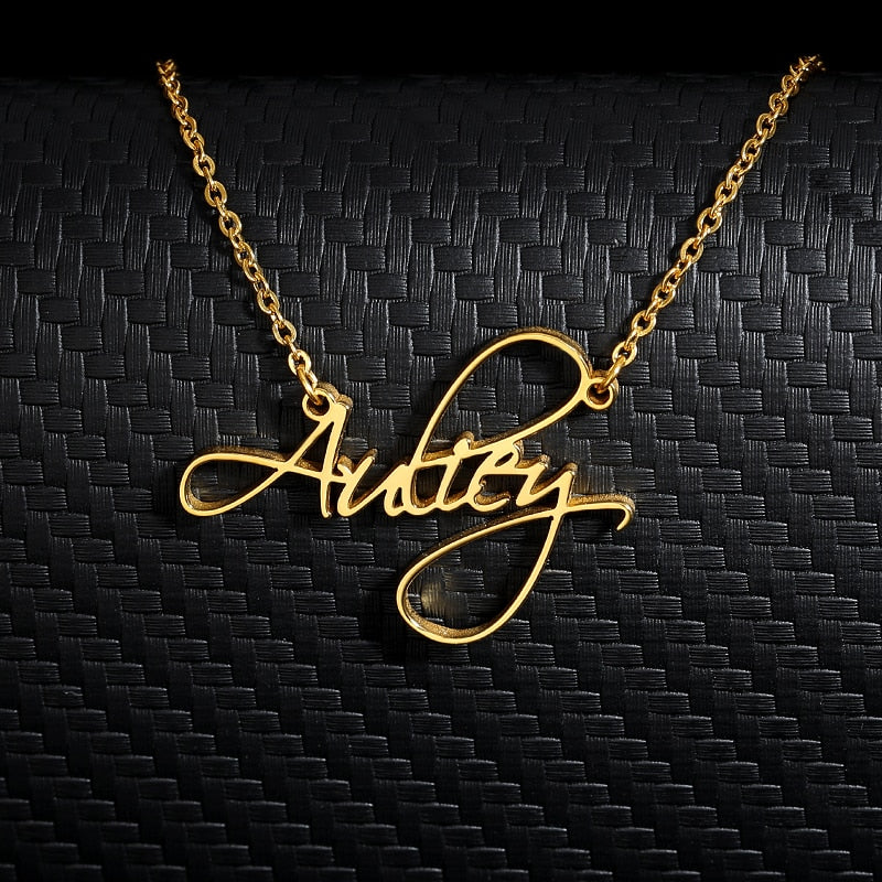 Custom Stainless Steel Name Necklace in Gold for Women